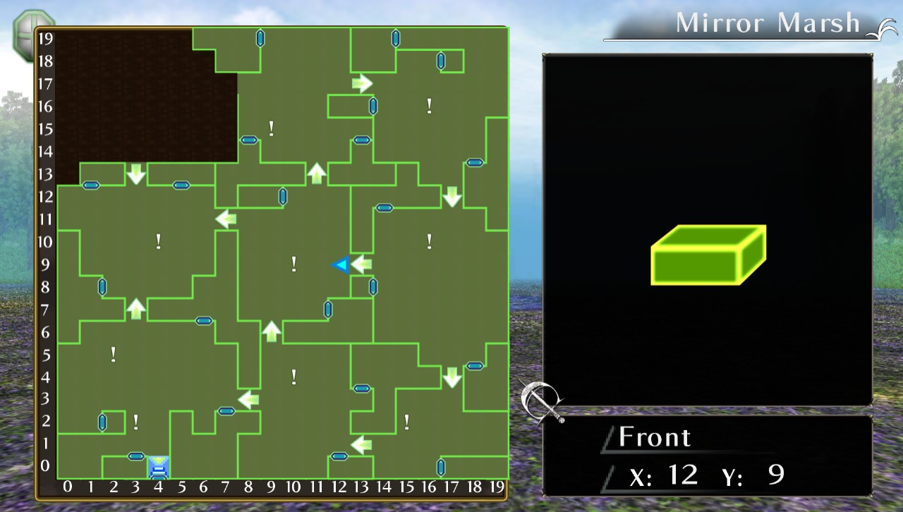 Partial map of the Mirror Marsh in Elminage Original.