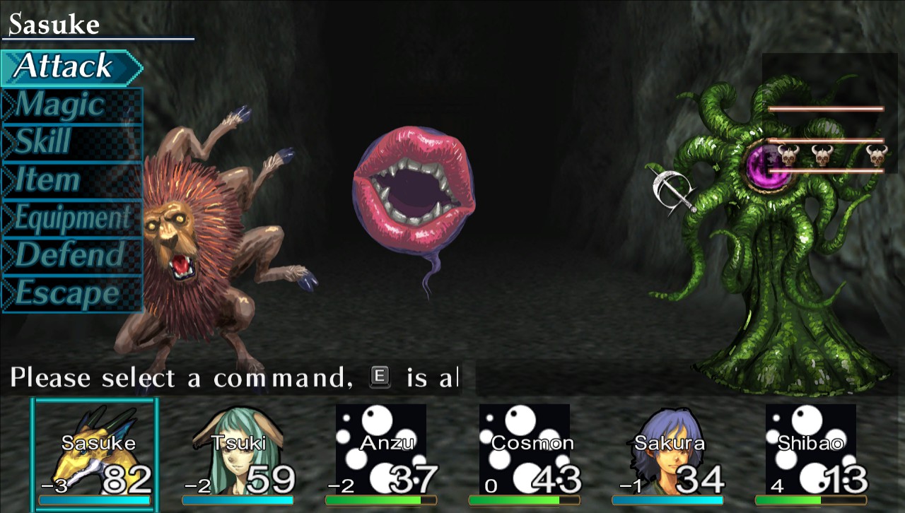 The lip monsters in Elminage Original can charm your party.