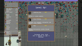 A screenshot from Vampire Survivors of the power up select screen when leveling up.